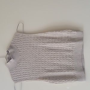 & Other Stories Cropped Mock Neck Heathered Oatmeal Sleeveless Top Wool Silk XS